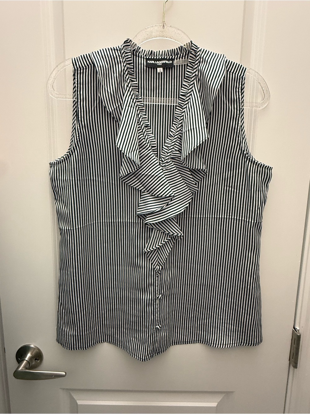 Karl Lagerfeld Paris Yagavi Button Up Ruffle Blouse - Medium